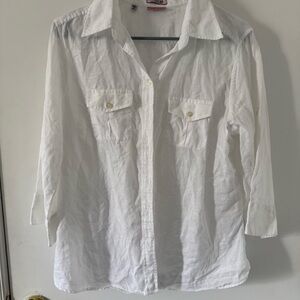 Thomas Pink Women’s Classic White Linen Button-Up Shirt
